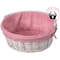 Wickerwise White Round Willow Gift Basket with Pink and White Gingham Liner and Sturdy Foldable Handles, Large QI004620.PK.L - alternate 2
